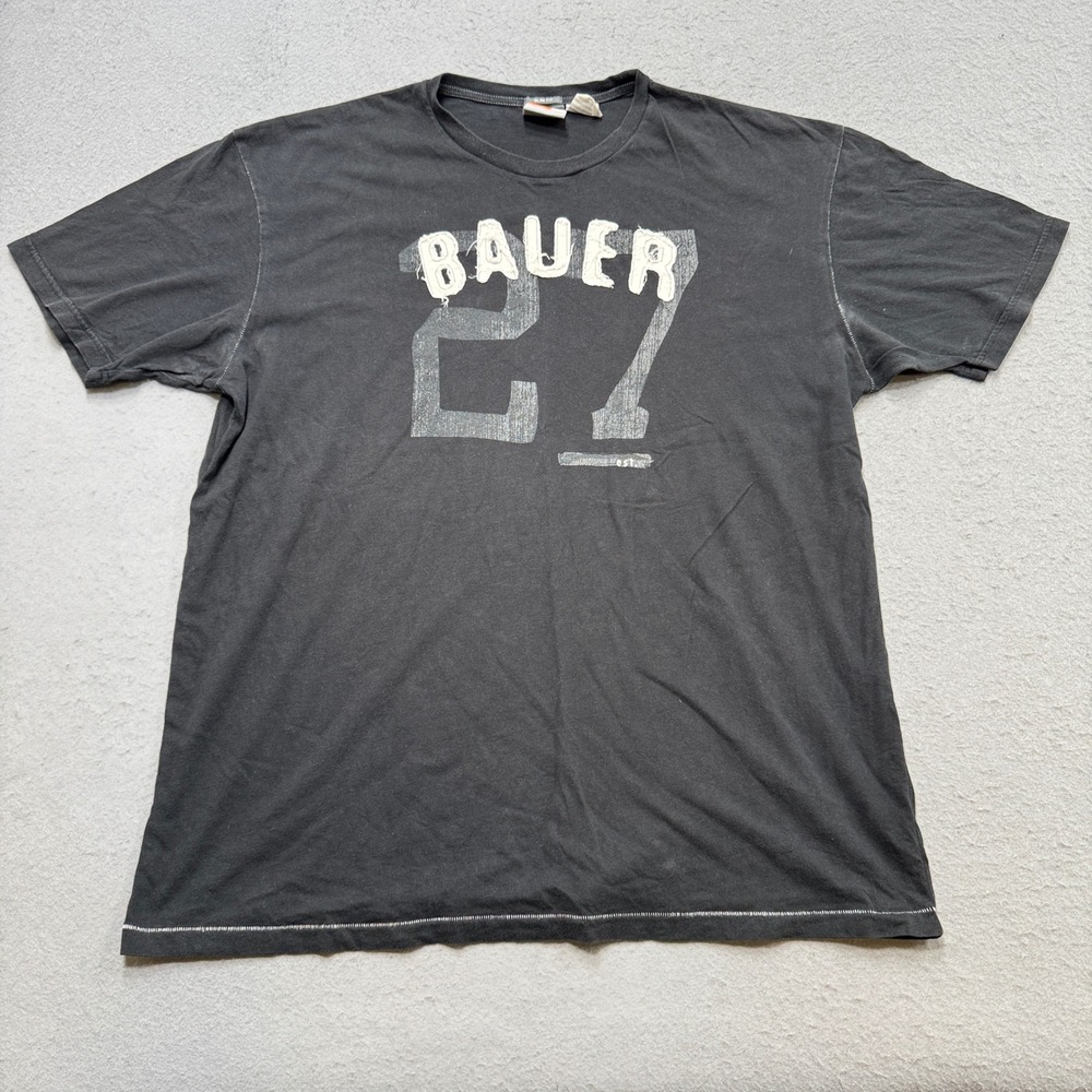 Nike x Bauer Hockey T-Shirt Mens XL Black Slim Fit Graphic Short Sleeve Athletic